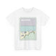 White t-shirt with a graphic design of 'Asilomar' on a white background