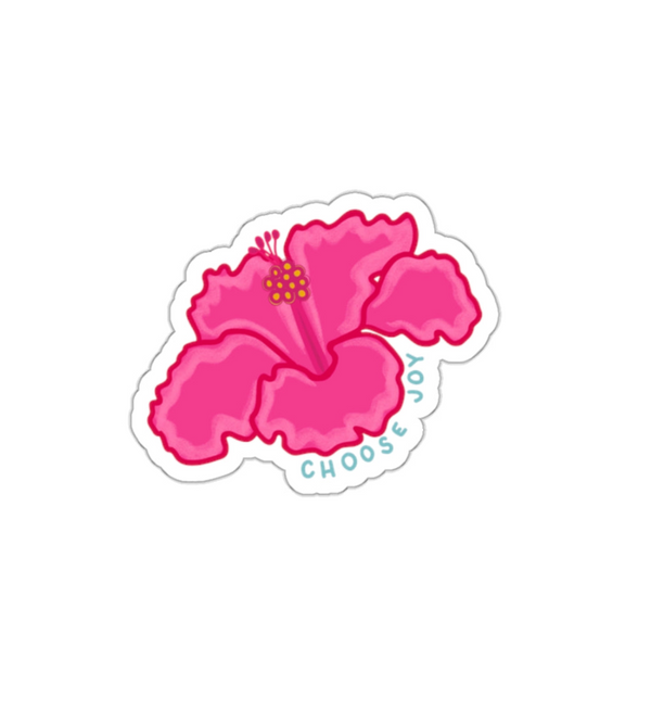 'Choose Joy' hand drawn Hibiscus Stickers 