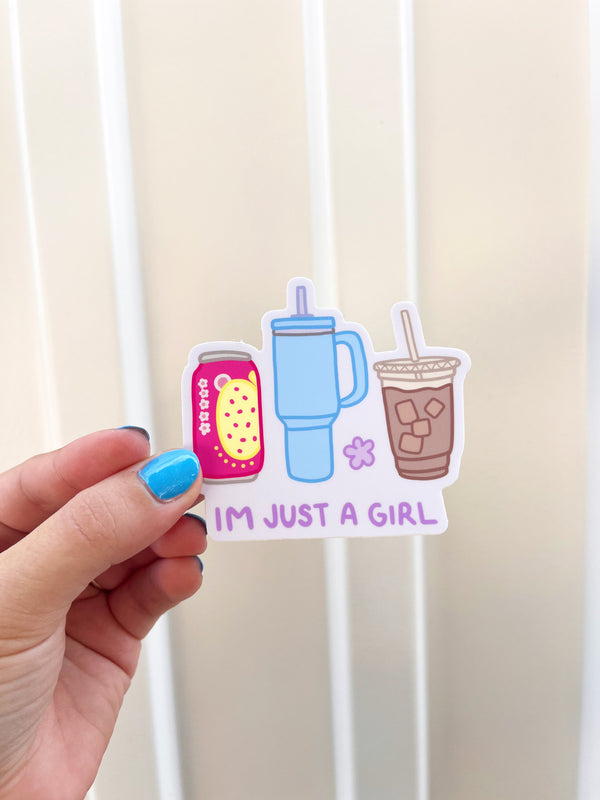 'I'm Just a Girl' hand drawn Sticker