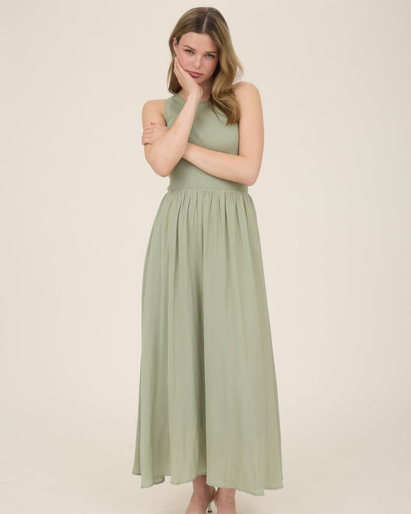 Mixed Media Midi - Light Olive