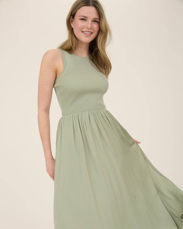 Mixed Media Midi - Light Olive