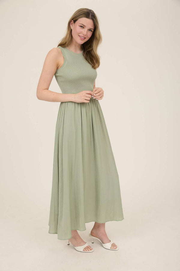 Mixed Media Midi - Light Olive