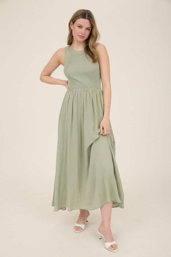 Mixed Media Midi - Light Olive