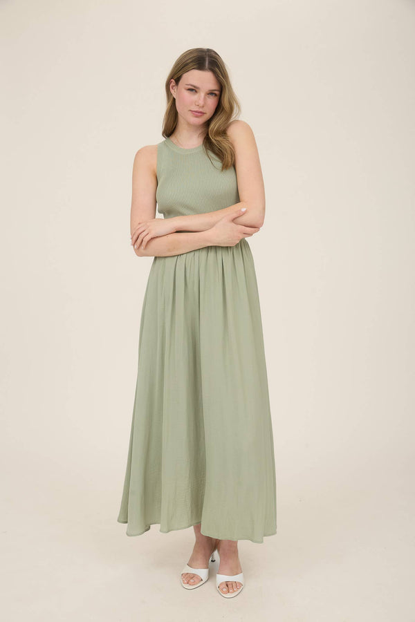 Mixed Media Midi - Light Olive