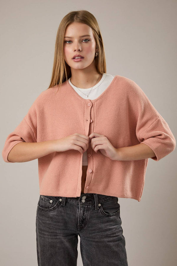 coral button up cardigan