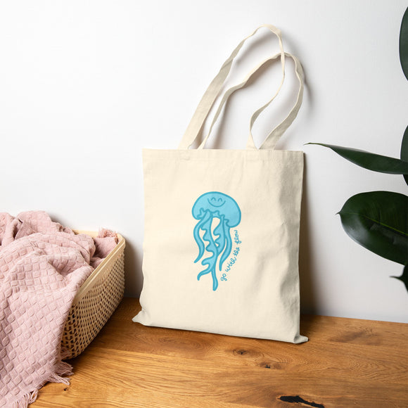  hand-drawn jellyfish canvas tote bag