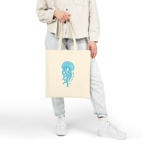  hand-drawn jellyfish canvas tote bag