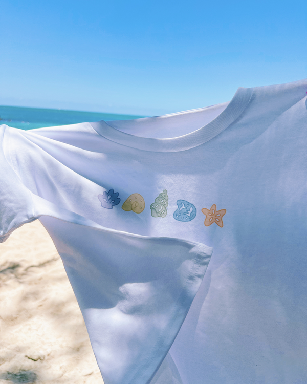 hand_drawn_colorful_shells_Crop_Tee