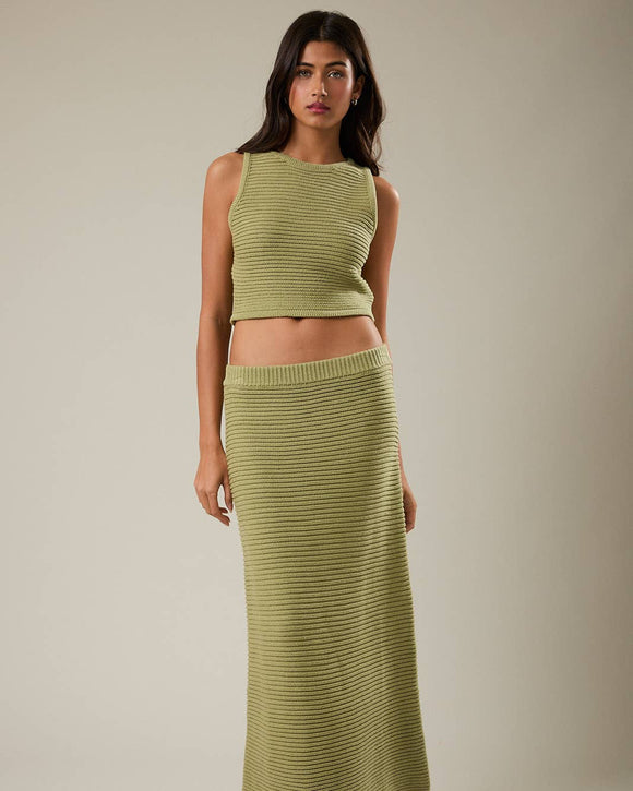 olive green knit skirt