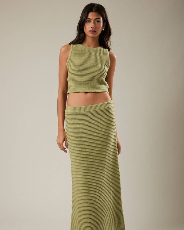 olive green knit skirt
