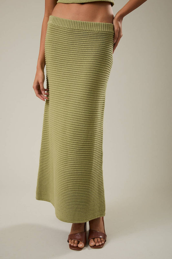 olive green knit skirt