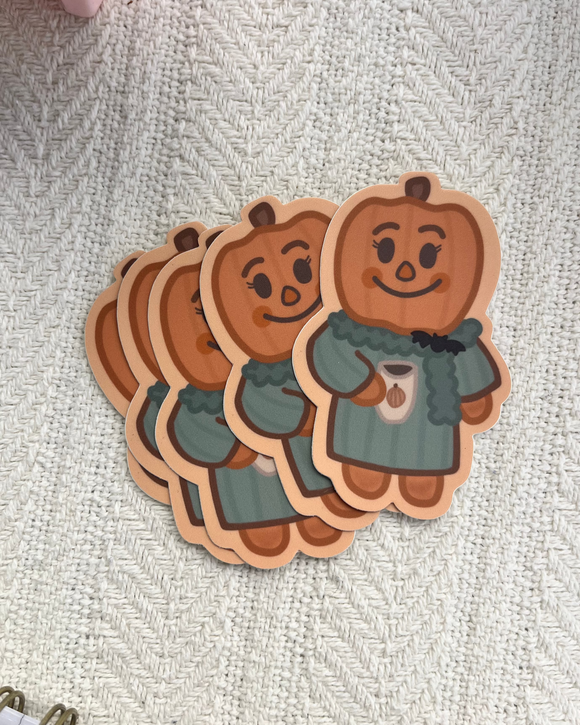 pumpkin girl hand drawn character sticker